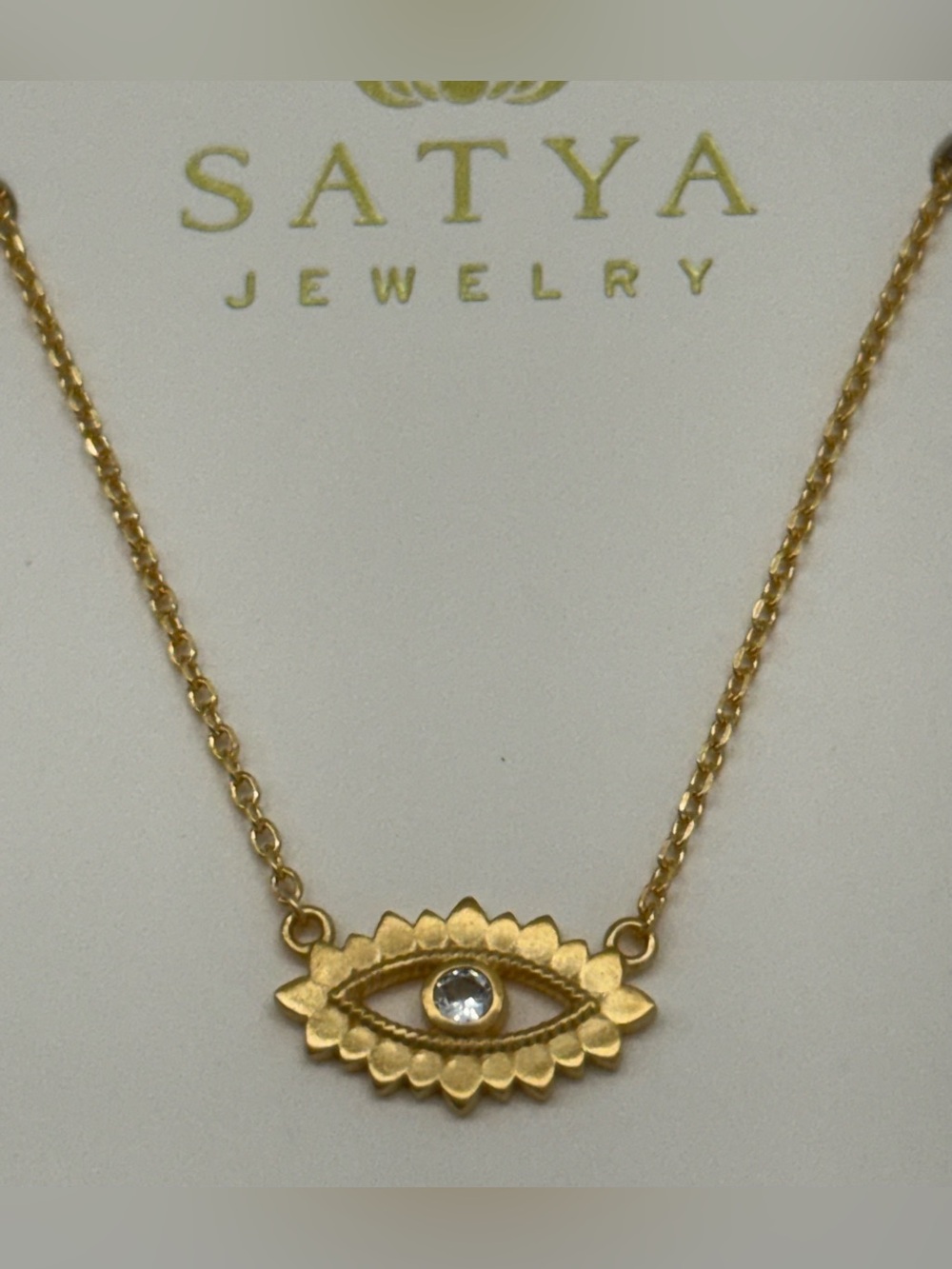 Satya Jewelry Gold Eye Pendant Necklace with WHITE TOPAZ 🧿NWT🧿 - Picture 5 of 10